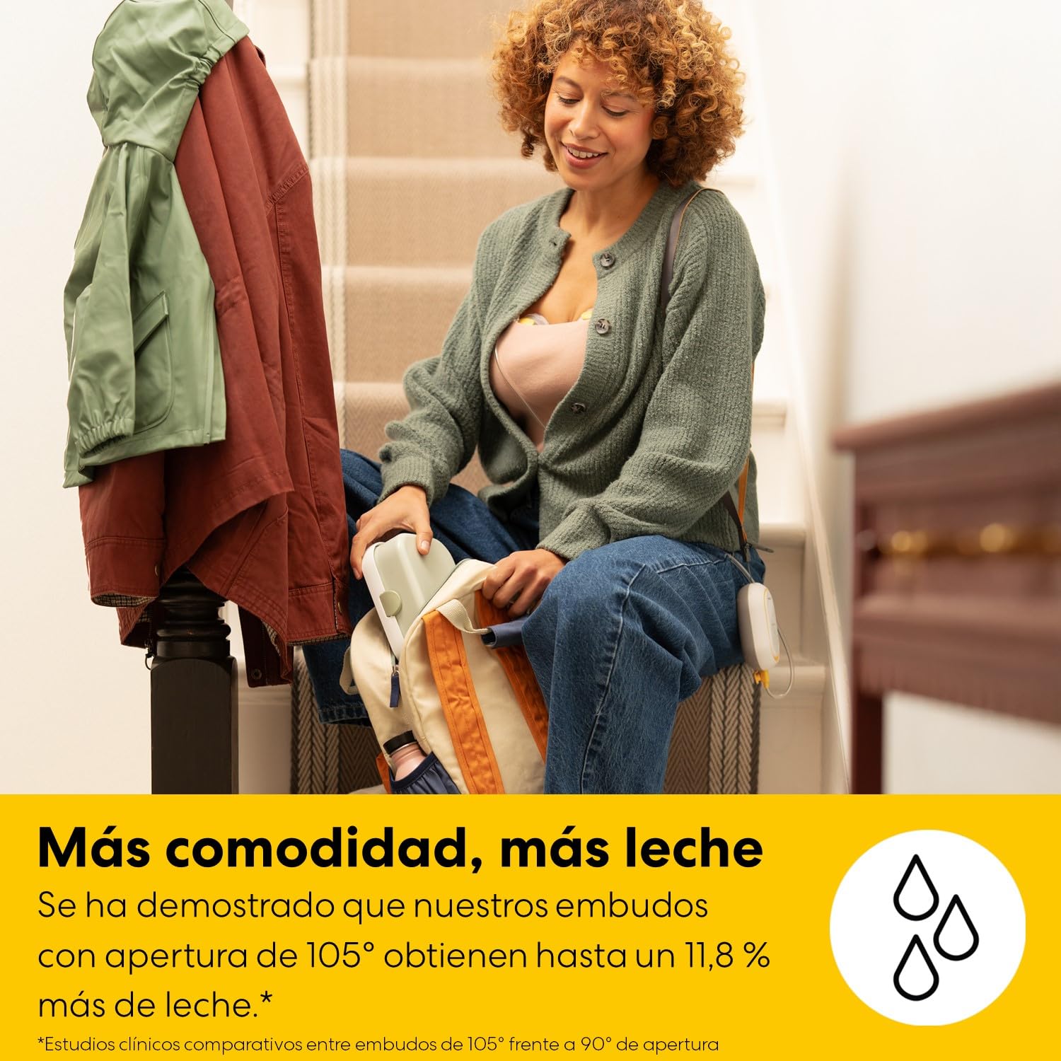 Medela Freestyle Mini Hands-Free eléctrico doble con copas de recogida Hands-Free y batería recargable de Medela.