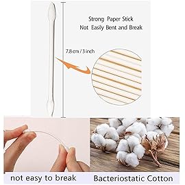 Double Precision Tips 800 Pieces Cotton Swabs with Paper Stick, Double Pointed Shape Tips for Makeup, 4 Packs, 200 Pieces 1 Pack