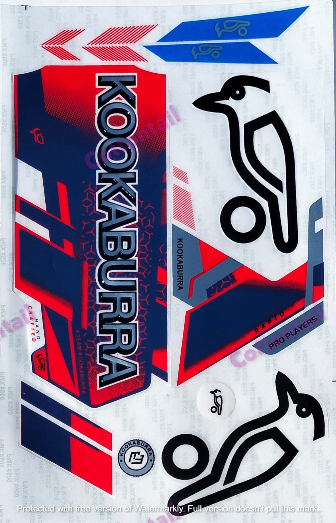 COTTONTAIL | 3D RPD Edition | English Willow | Embossed Cricket Bat Sticker | Red