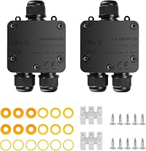 IP68 Junction Box, Waterproof, Outdoor Distribution Box, 3 Way Connection Box, PA9 Cable Connector for Garden Buried Cable Diameter 4mm -15mm, Black(Pack of 2)