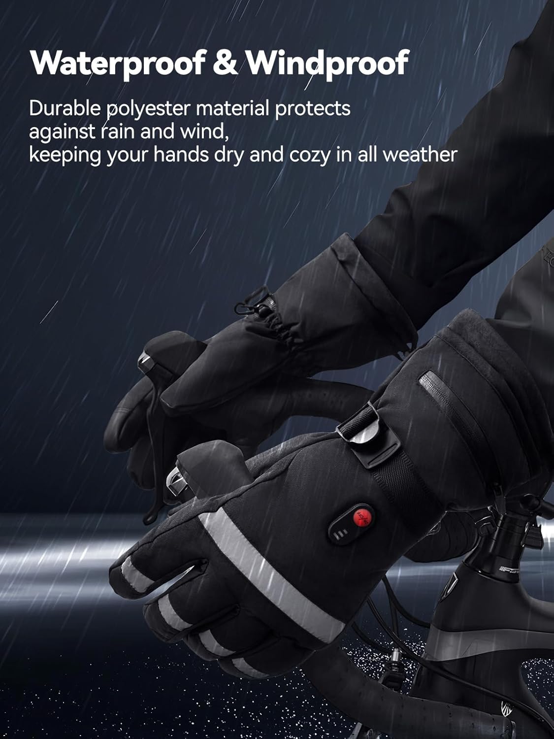 Rechargeable Heated Gloves for Winter, 3 Heat Levels, Waterproof Windproof, Touchscreen Compatible – Electric Hand Warmers for Skiing, Hiking, Motorcycle & Cold Weather