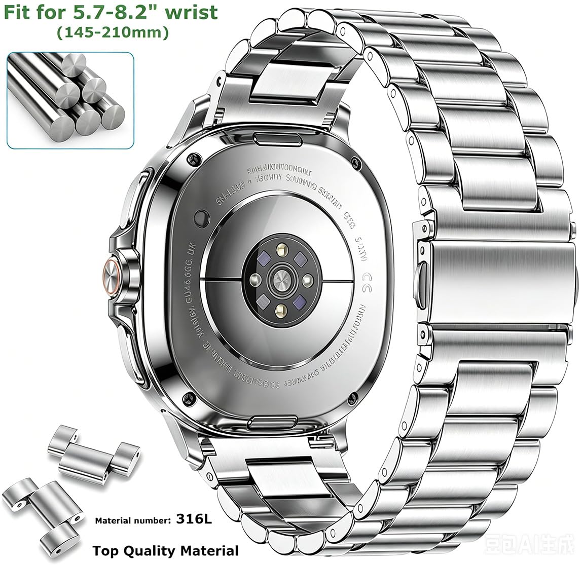 Kompatibel SAMSUNG Galaxy Watch 8 40mm 44mm/ 8 Classic 46mm Armband 2025, Galaxy Watch 8 Classic Metall Frauen Männer,Metallarmband Edelstahl Silber