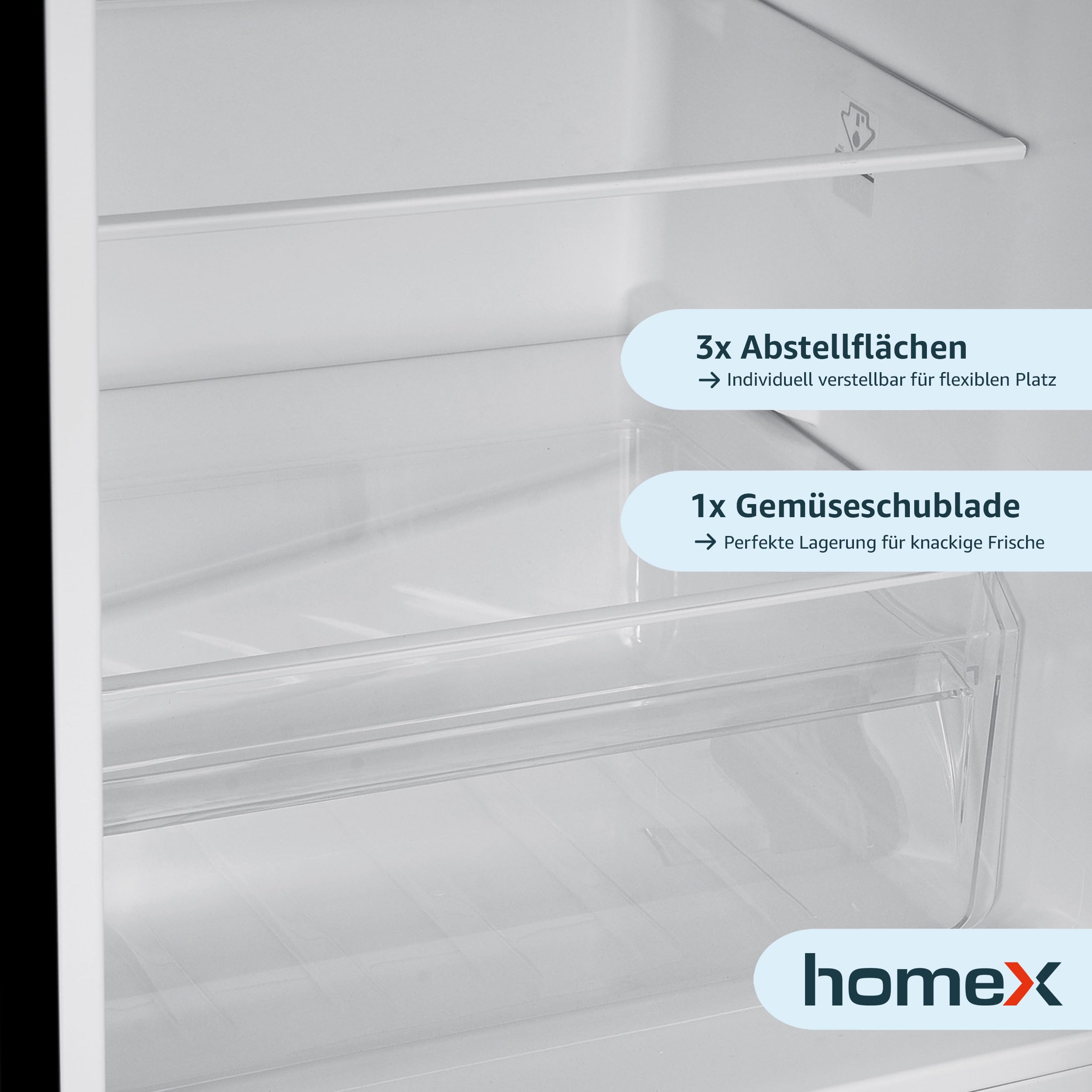 homeX Kühlschrank mit Gefrierfach | Kühl Gefrierkombination freistehend | 173 Liter Nutzinhalt | 4-Sterne Gefrieren | Höhe 142,5 cm | Leise 40 dB | Große Kühlgefrierkombi schwarz | CFS1110-B