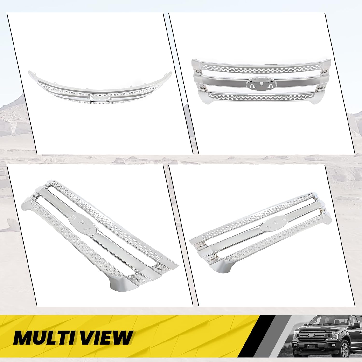KUAFU Front Grille Inserts Compatible with 2011-2015 Ford Explorer Bumper Grill Chrome Silvery