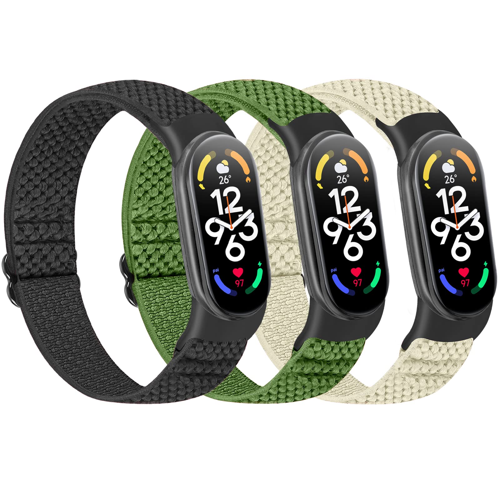 SHIJZWD Cinturino elastico compatibile con Xiaomi Mi Band 7/Mi Band 6/Mi Band 5/Amazfit Band 5, cinturini di ricambio regolabili in nylon per orologi sportivi per donne uomini