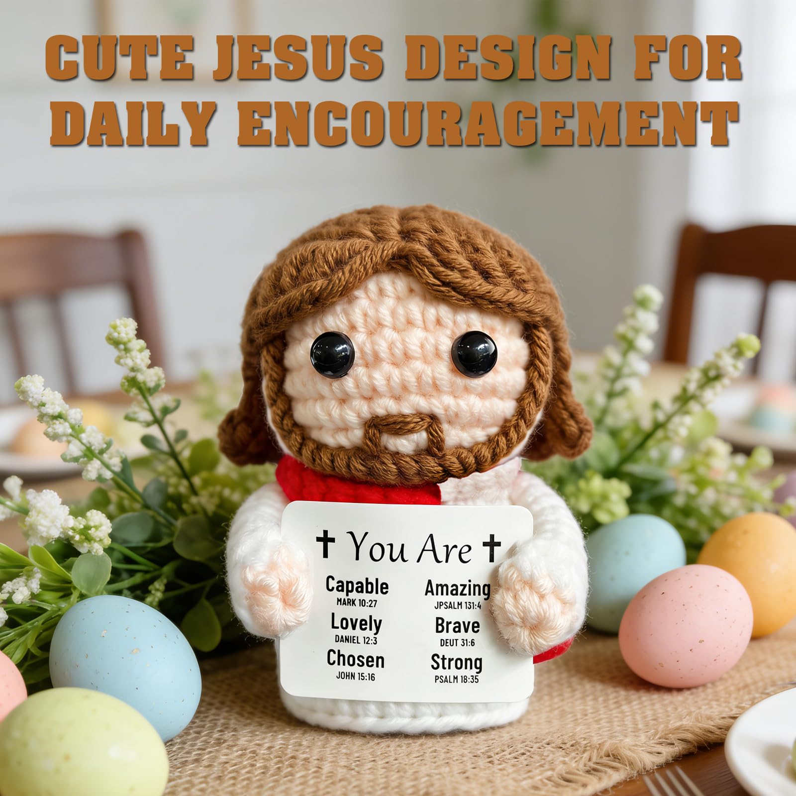 Positive Crochet Jesus, Emotional Support Christian Gifts for Women Teens, Religious Gifts for Women Men, Stocking Stuffers for Women