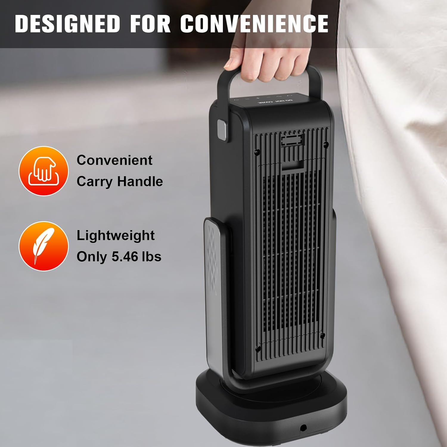 familyjoy Space Heater Indoor,Portable Heater Large Room - 17'' Ceramic Tower Space Heaters Indoor Use,Fast Heating w/Thermostat,90° Oscillation,Remote Control,Best Gifts Men/Christmas/Birthday
