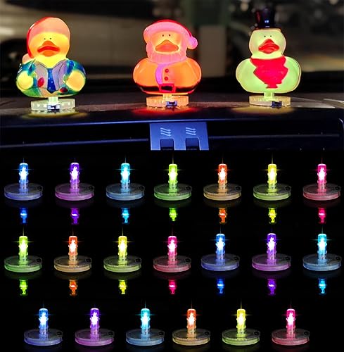 20 Pcs Christmas Car LED Lights Duck Holder, Light Up Duck Plugs, Light Up Your Duck and Car,Duck Mount for Car Lover Car Dashboard Decorations,Car Christmas Decorations(Excluding Rubber Duck)(20) - 20