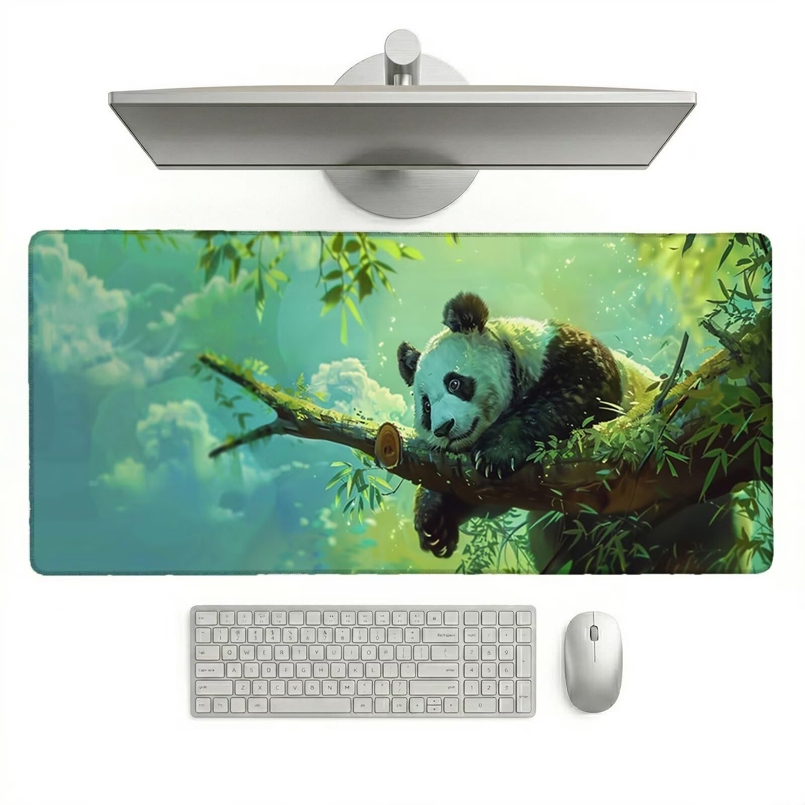 Tappetino Mouse XXL 1200 x 600 x 3 mm, Sottomano Scrivania, Colore Senape Grande Tappeto da Tavolo con Base in Gomma Antiscivolo e Bordi Cuciti, per Ufficio/Computer/Gaming (Panda Gigante) L-x3970