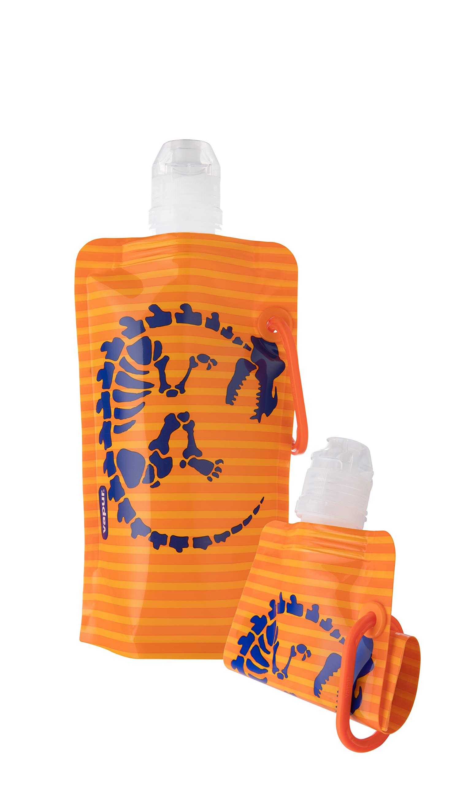 Vapur - Kids Dinosaurs 0.4L/13.5oz BPA Free Reusable Foldable Flexible Packable Collapsible Water Beverage Bottle w/Carabiner (Dinosaurs)