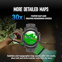 Vista 5 de COROS Reloj APEX 4 (1.654 in) con pantalla táctil MIP de 1.2 pulgadas, mapas globales con navegación paso a paso, batería de 34 días, pines de voz