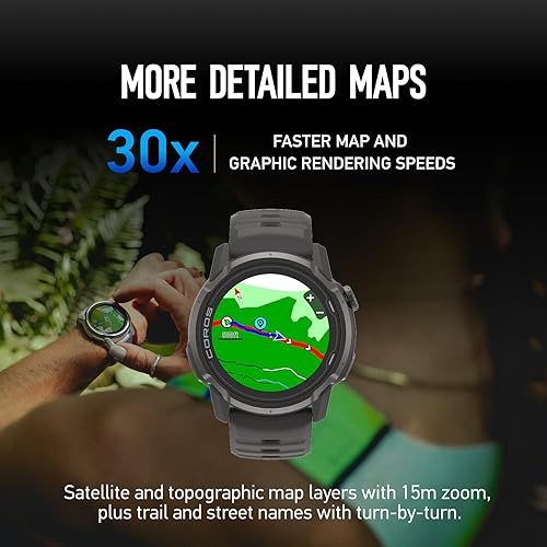Miniatura 4 de COROS Reloj GPS APEX 4 (1.811 in), pantalla táctil MIP de 1.3 pulgadas, mapas globales con navegación paso a paso, 41 días de duración de la
