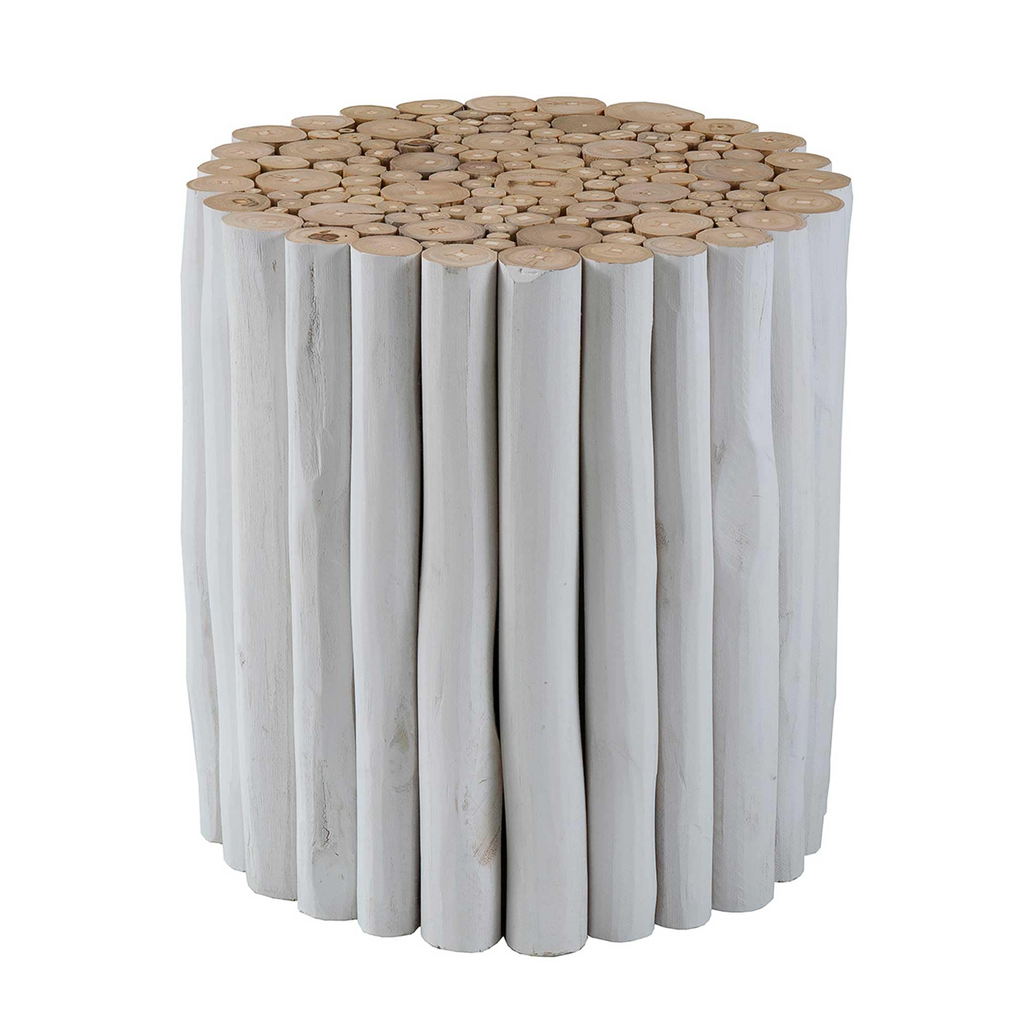 East at Main Prelude Teak Branch Side Table (White, Small)