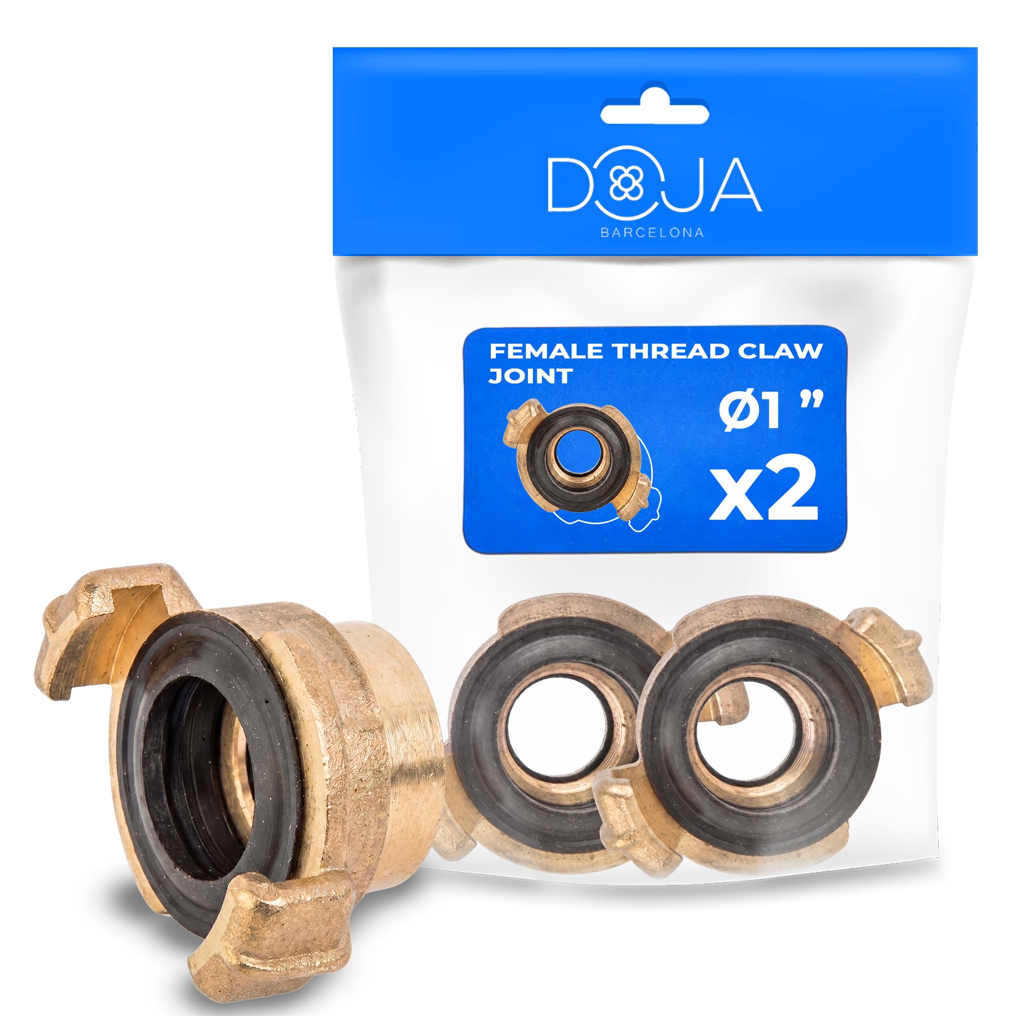 DOJA Barcelona GEKA Female Quick Connector Pack 2-1 Inch – for Universal Brass Hose, Garden Quick Coupling for Irrigation, Geka Compatible System, Waterproof Connection, Resistant Secure Connection