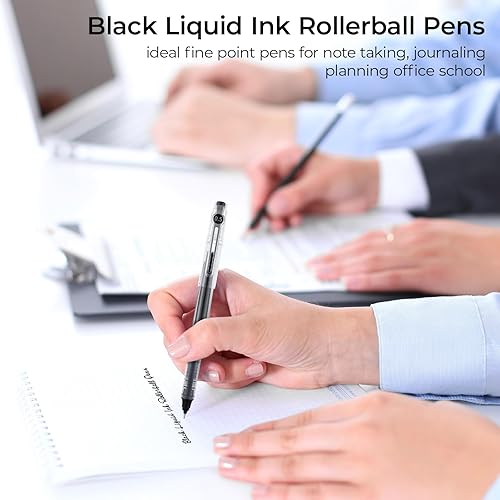 Miniatura 7 de M&G Bolígrafos de punta fina de tinta líquida, 12 unidades, tinta negra de 0.020 in, punta fina de secado rápido, con tapa para enchufar y agarre