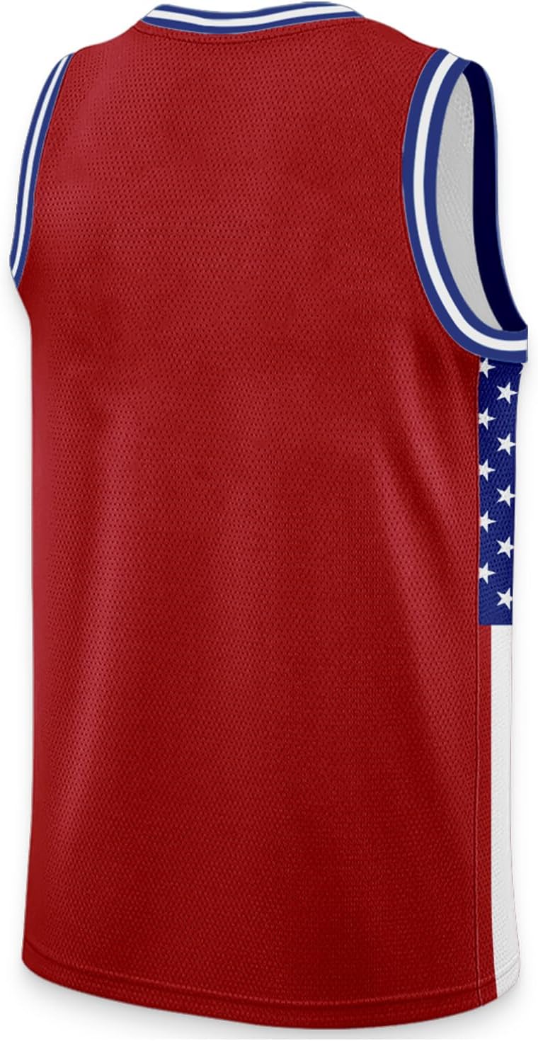 Men's 4th of July USA Flag Basketball Jerseys for Independence Day Red White Blue Shirts American Patriotic Jersey