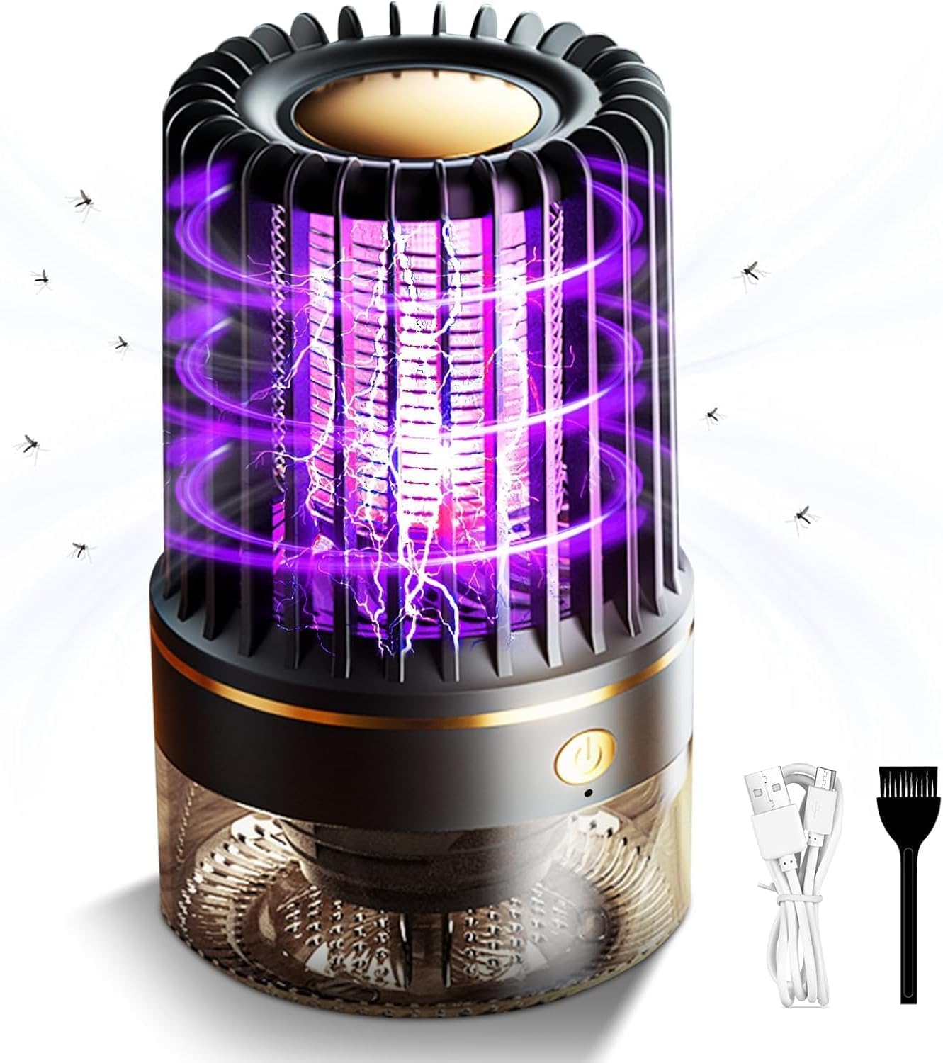 Upgrade Electric Fly Zapper Mosquito Lamp 3 In 1 Rechargeable Bug Zapper UV & LED Electric Fly Trap for Indoor Outdoor Garden Camping/Fishing/Patio (Black)
