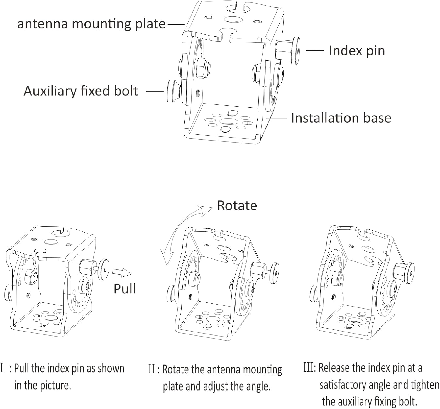 Stainless Steel Folding Antenna Mount Bracket LED Fog Light Mounting Fits Crossbars and Platforms, Folding Aerial Bracket for Flags CB Radio Antenna & More