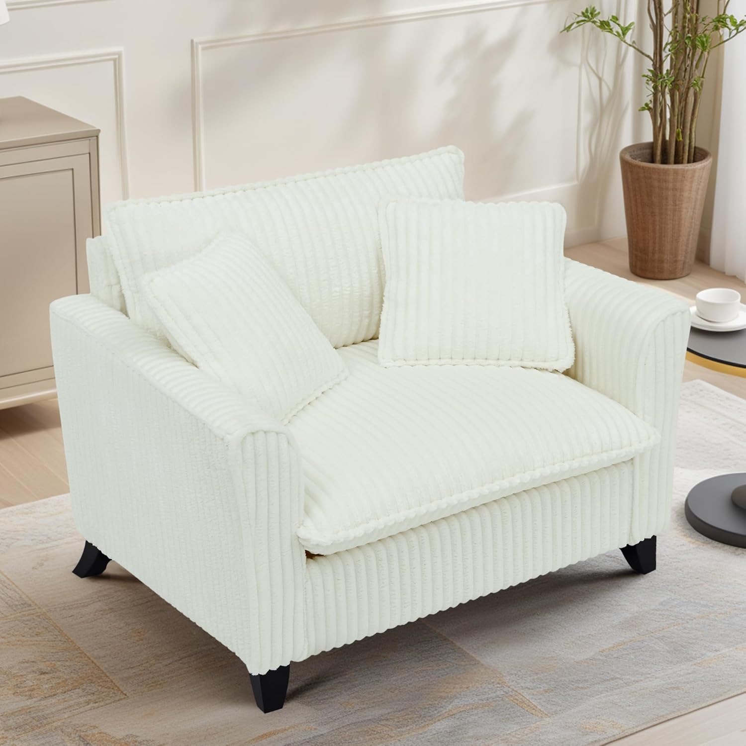 ERYE Living Room Accent Chair, Modern Corduroy Upholstered Chair Wider Seat Cushion Leisure Armchair W/2 Pillows and Removable Cover for Home Apartment,Bedroom,Office