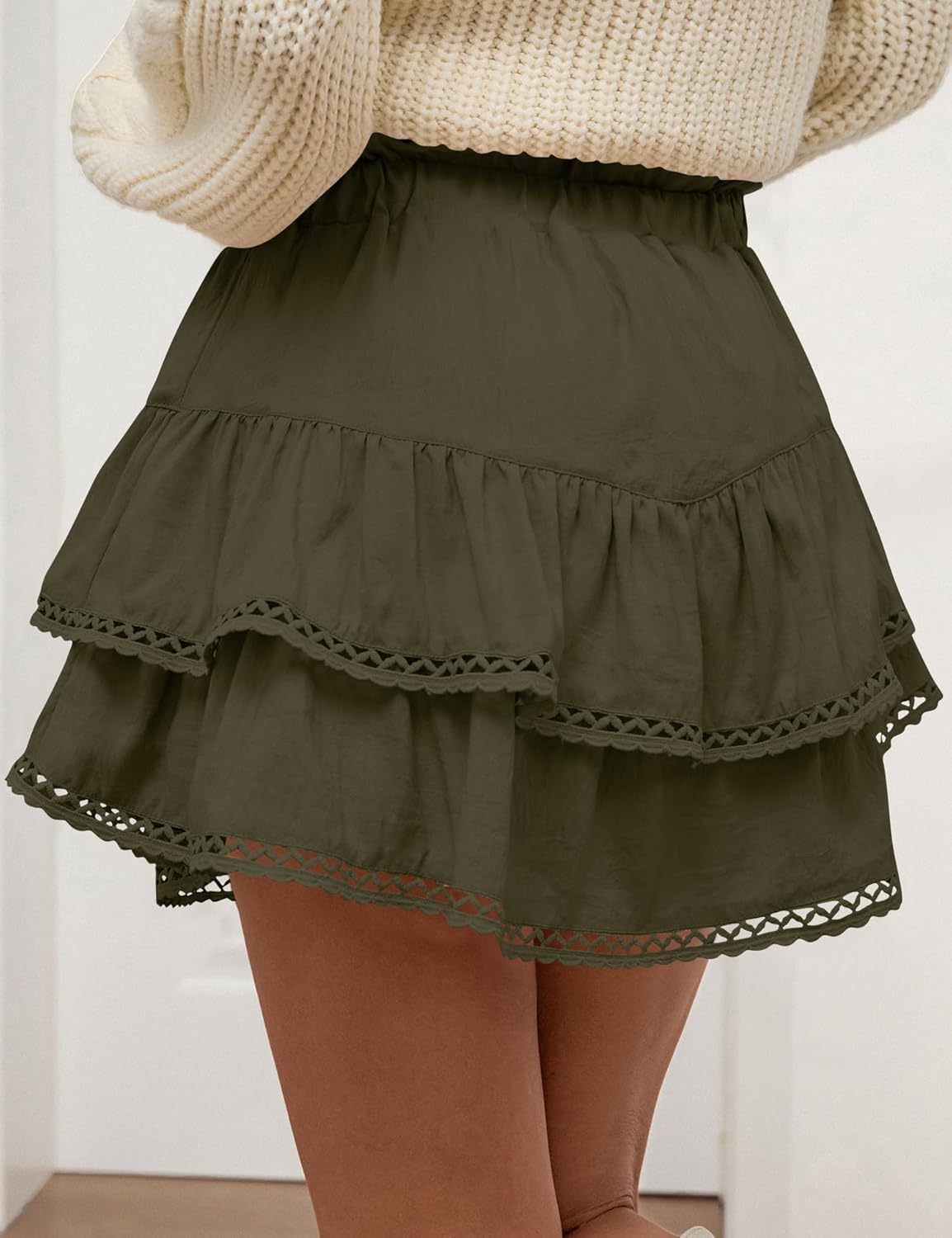 LOMON Flowy Skorts for Women Ruffle Tiered Skorts High Waist Mini Skirts Tennis Golf Crochet Casual Shorts - Image 3