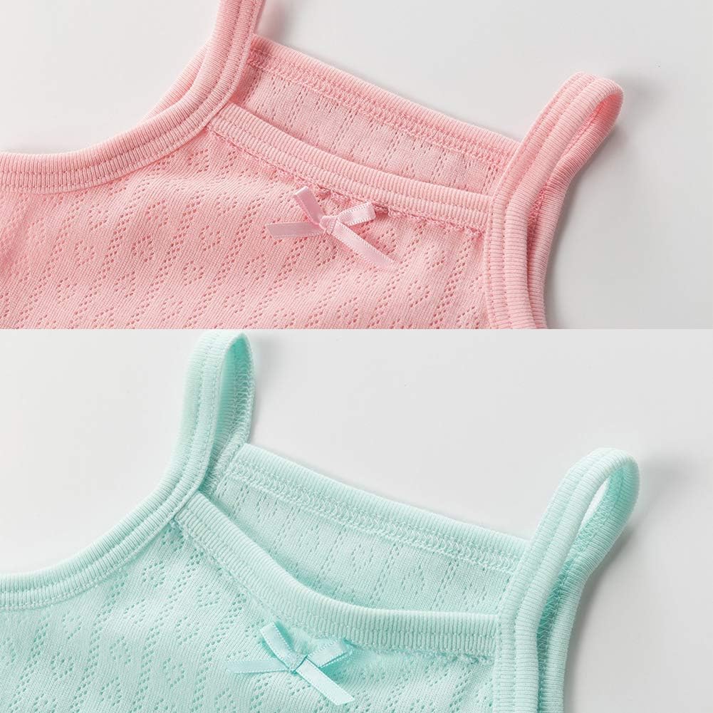 Girl's 100% Cotton Camis & Tanks Top 3 Pack Soft Camisole Sleeveless T-Shirt Tank Tops Tees