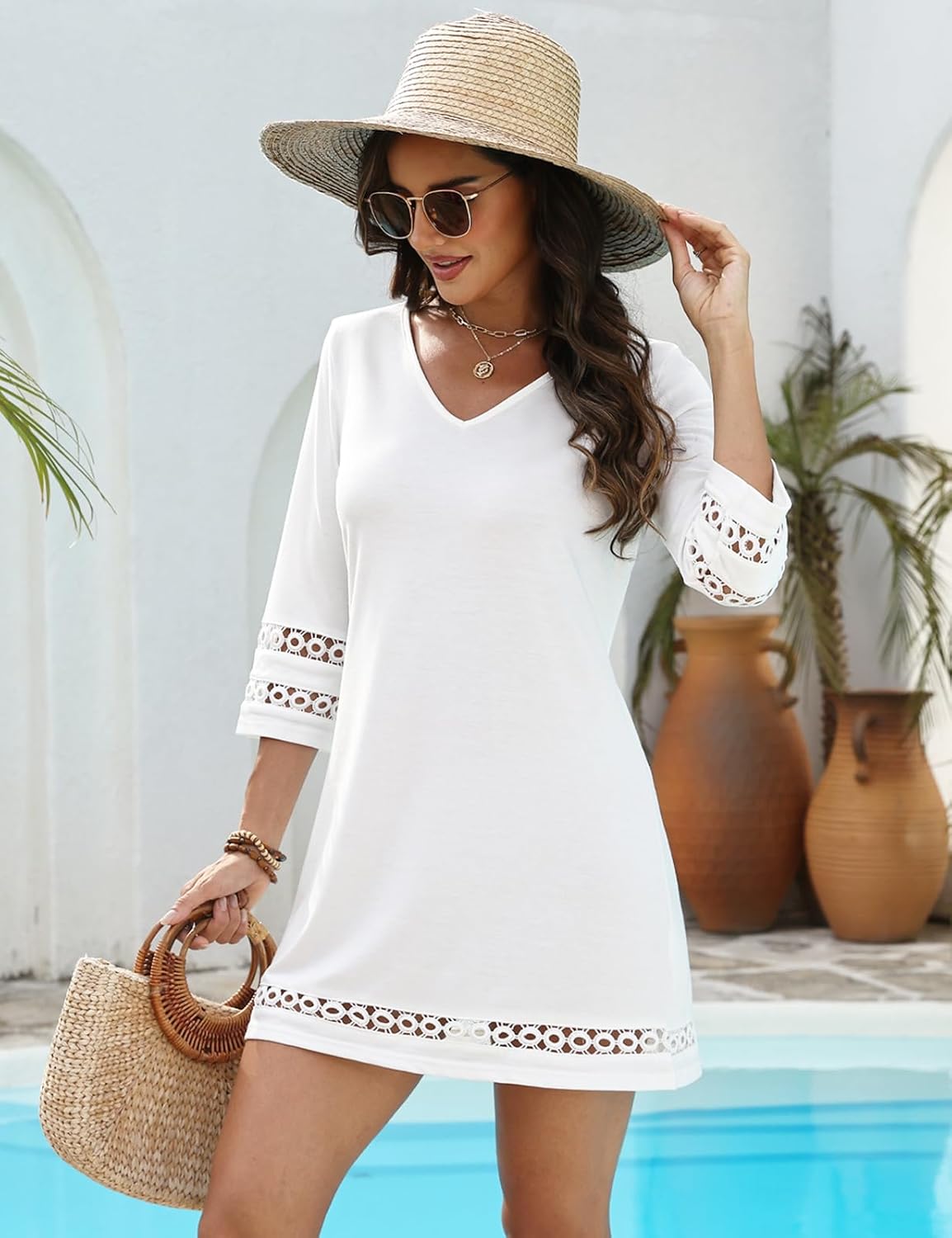 VIMPUNEC Swimsuit Coverup for Women Bathing Suit Cover Up Summer Casual Beach Dress Shirts - Image 3