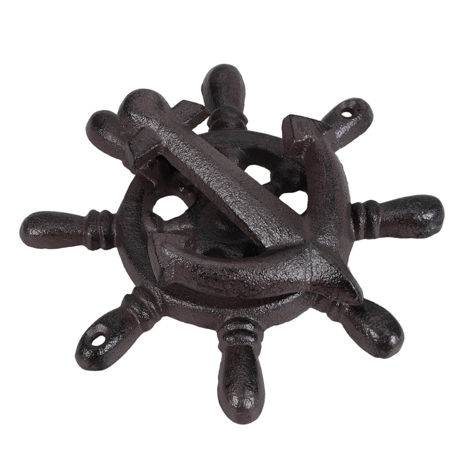 Heurtoir de porte fer massif noir au design ancre marine ancienne et finition authentique