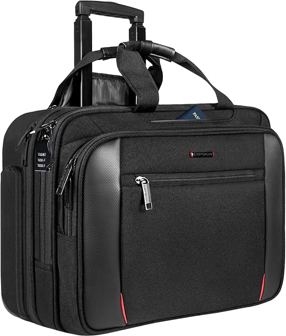 EMPSIGN 17.3 Laptop Briefcase& Rolling Bag Pockets for Business Work