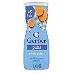 Gerber Stage 3 Baby Snacks, Sweet Potato Puffs, Puffed Grain Snack, Baby Led Feeding, Iron & Choline, Puffs Snacks for Babies