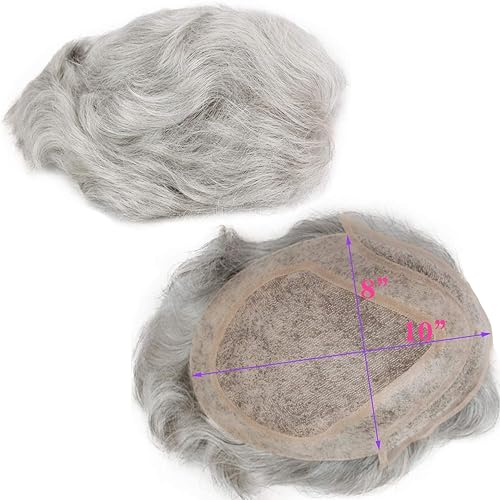 Miniatura 7 de Red de monofilamento de tupé para hombre con PU alrededor de la base de cabello humano virgen europeo encaje frontal para hombre postizo sistema de