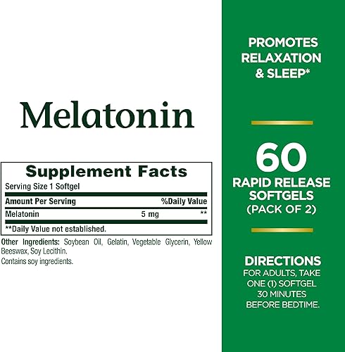 Miniatura 10 de Nature's Bounty Super Strength Melatonina 5 mg Softgels 90 ea (paquete de 4)