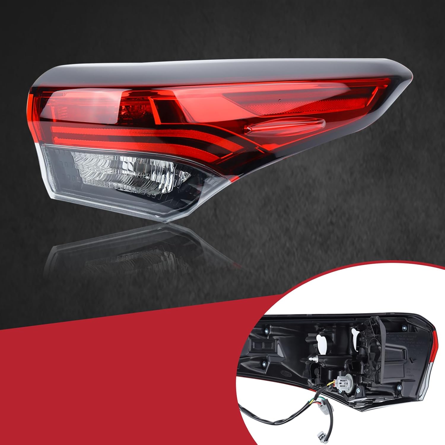 Halogen Outer Brake Tail Light Rear Lamp Assembly w/Wire Harness Right Passenger Side Compatible with 2020 2021 2022 Toyota Highlander 815500E230 TO2805156