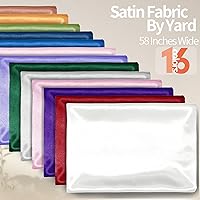 Vista 3 de Homiest The Yard - Tela de satén blanco de 1 yarda x 58 pulgadas, tela de satén Charmeuse sedosa y brillante, tela de satén nupcial suave