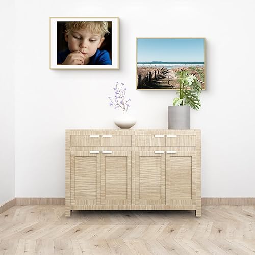 Miniatura 2 de Golden State Art, Portarretratos de aluminio de 18 x 24 pulgadas con paspartú de color marfil para fotos de 16 x 20 pulgadas, ganchos de dientes de