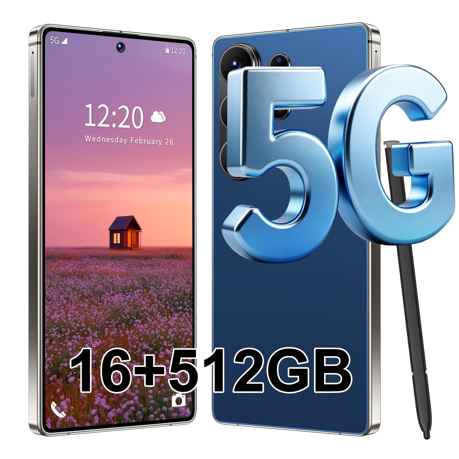 S26 Ultra 5G Unlocked Smartphone,16GB+512GB Cell Phone for Android 15, 6.99" Unlocked Cell Phone, 7000mAh, 68MP+108MP Dual Camera/Dual SIM/Fingerprint Lock/Face (Deep Blue)