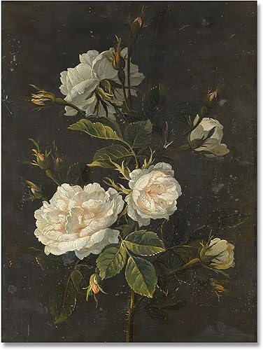 uoyien Moody Decor - Arte de pared de rosas botánicas vintage, decoración victoriana oscura de la academia, decoración rústica y antigua, decoración