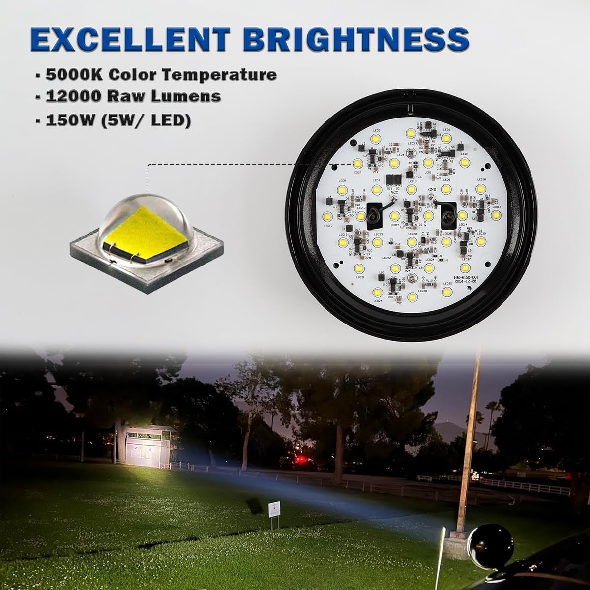 150W 5.75" PAR 46 LED Tractor Light Spot Lights Replacement Bulb for Tractors, Boat, Marine, Runway, 9-32V DC, 12000 Lumen IP67 Waterproof (Pack 2- PAR46 Spot Beam)