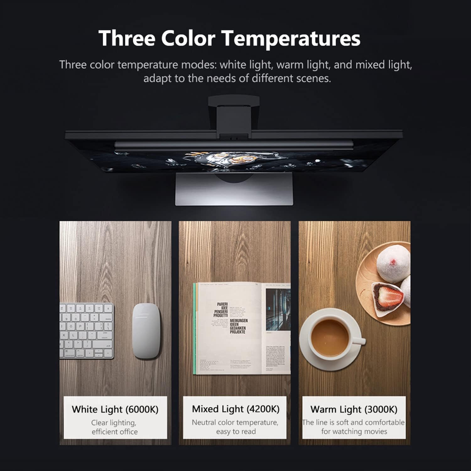 Computer Monitor Light Bar,1 Remote Control Can Control Multiple Screen Light Bar, USB Powered, E-Reading LED Light, Anti-Glare for Office/Home, Hue/Brightness/Color Temperature Adjustment (Touch)