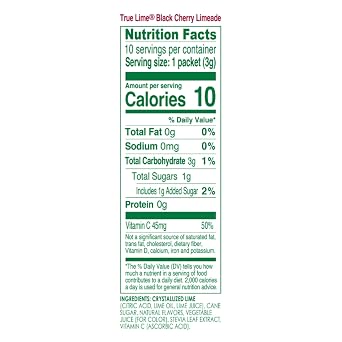 True Lime Black Cherry Limeade Powdered Drink Mix Packets, 10 ct