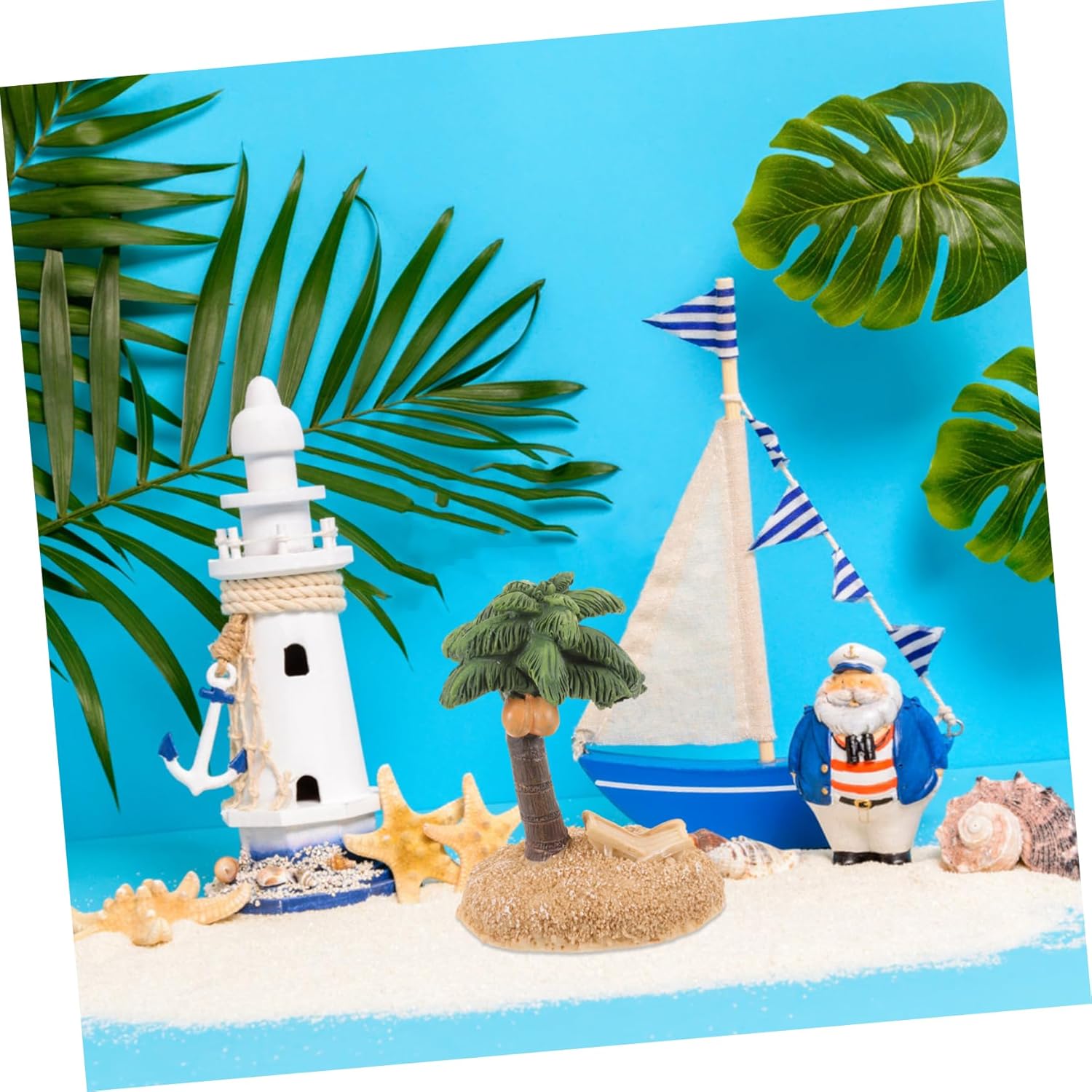 10pcs Realistic Simulation Coconut Tree Decor Resin Coconut Tree Ornament Micro Landscape Box Supply for Decor