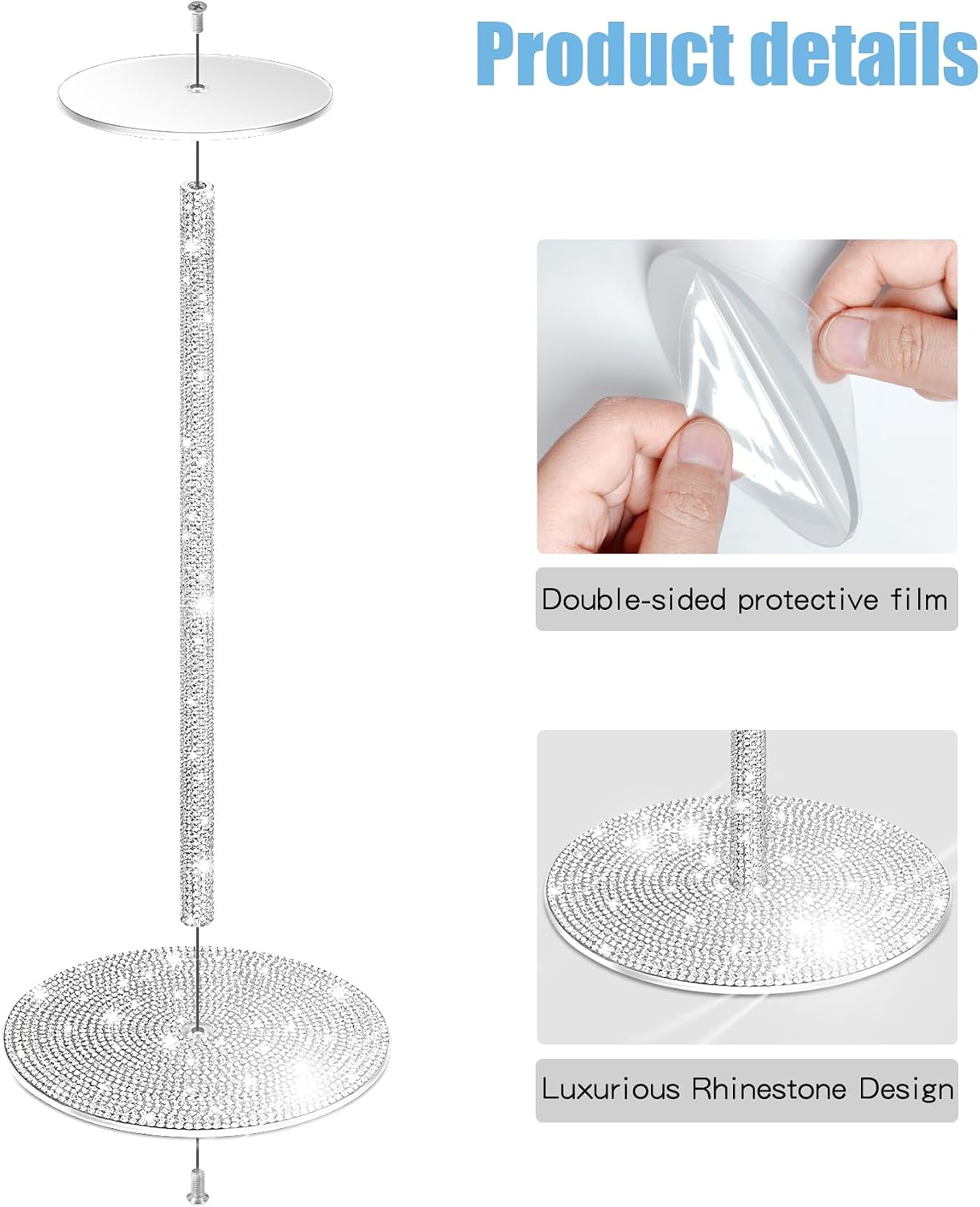 12 Inch Bling Hat Stand for Display, Glitter Clear Hat Display Rack and Wig Display Stand，High Acrylic Hat Organizer for Multiple Hats Display Tabletop Baseball Caps Watch Helmets Tabletop