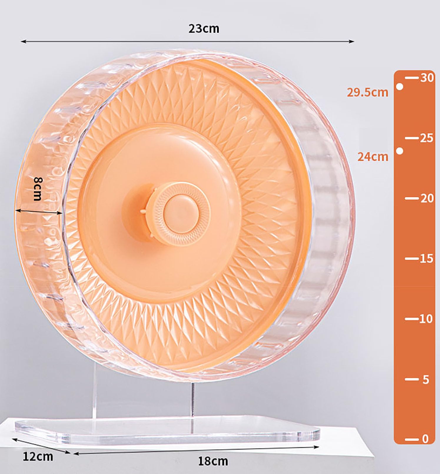 Rueda de ejercicio para hámster, rueda transparente ultra silenciosa de 23 cm con base extraíble, rodamientos silenciosos, accesorios para jaula de mascotas pequeñas, juego de 2 piezas