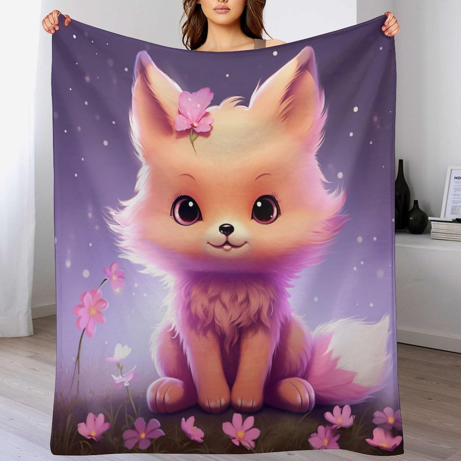 Couverture polaire renard anti-froid en flannel épaisse pour lit