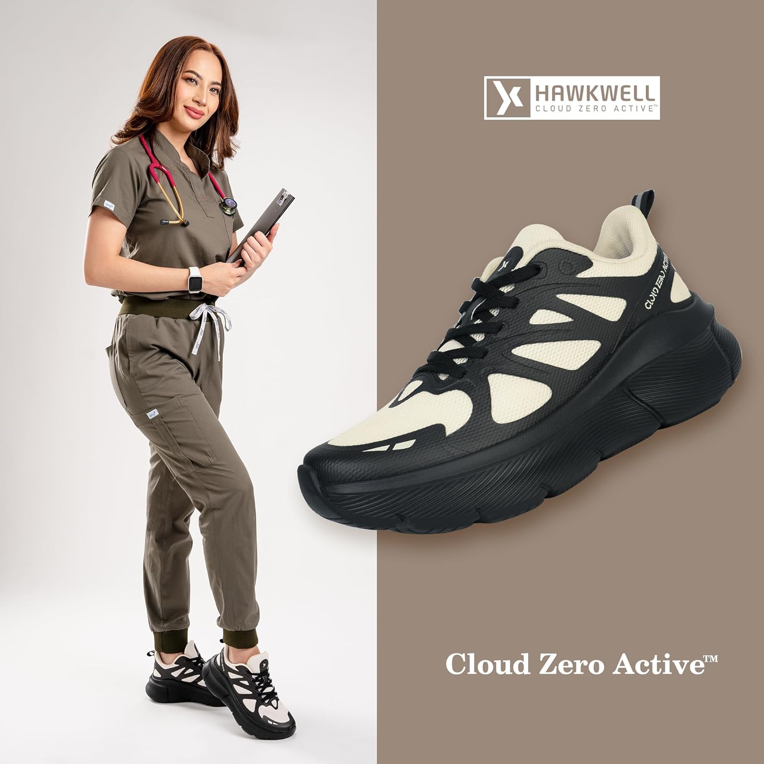 Hawkwell Women's Cloud Zero Active Nursing Shoes Breathable Cushion Walking Tennis Running Workout Shoes Non Slip Medical Work Sneakers - Image 3