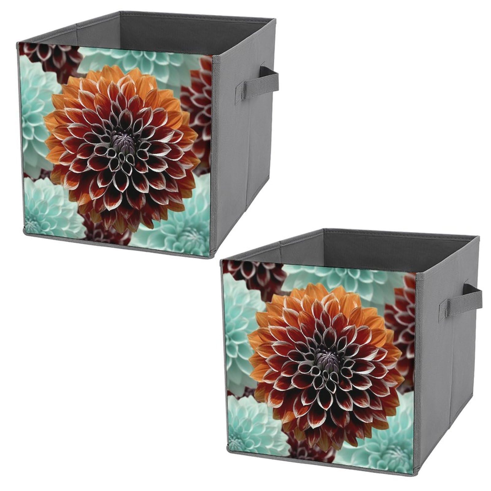 Bacs de rangement pliables dahlia et poignées en cuir, l'élégance du rangement