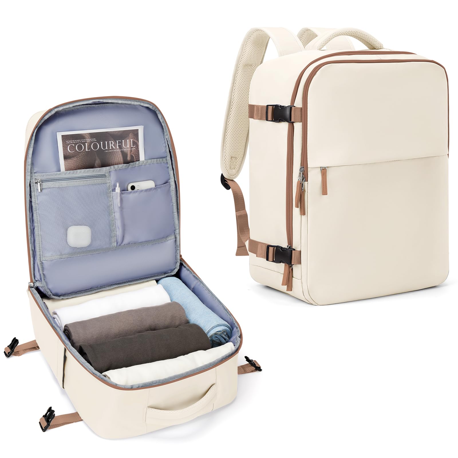 SZLX Zaino Ryanair 40x20x25 Bagaglio a Mano zaino Borse da Cabina per Easyjet 45x36x20 Zaino da Viaggio donna con porta ricarica USB, Borsa da Viaggio aereo Zaino Computer Impermeabile Casual Daypack