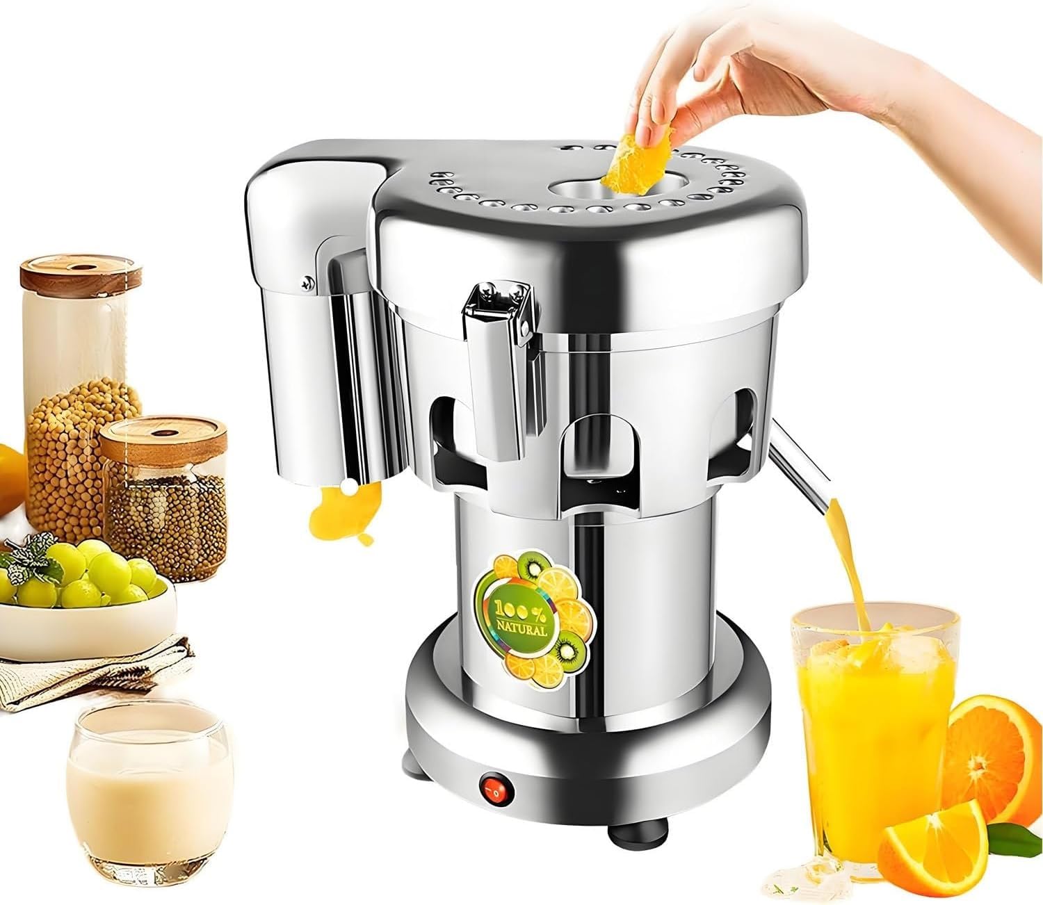 Kitchen Commercial Juice Machine，Commercial Extractor Machine，80-100kg/hr，with Auto &amp; Residue Separated，Low Noise，Easy To Clean，for Shops, Restaurants