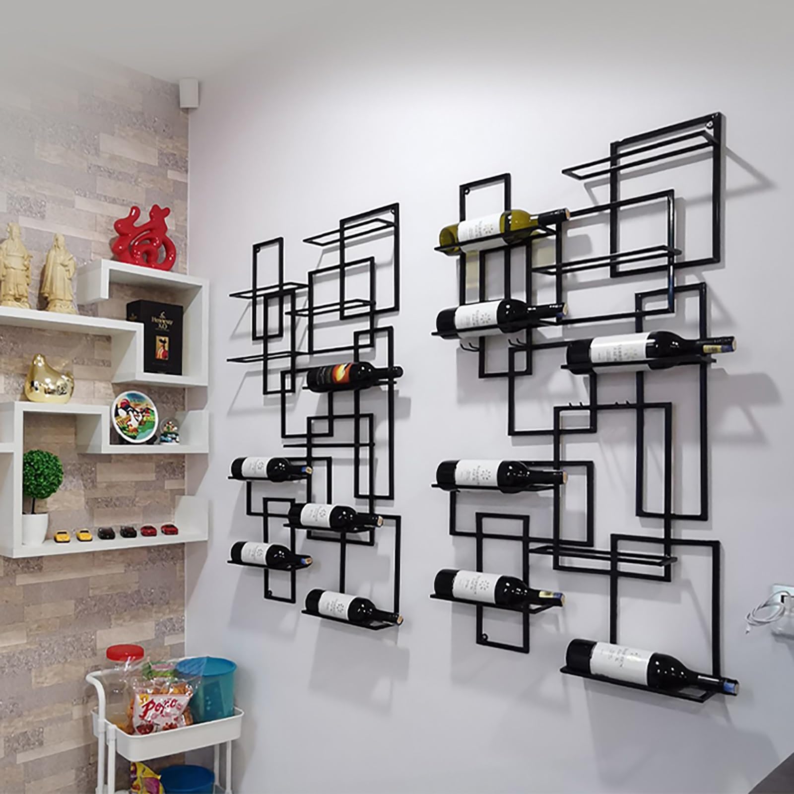 Wine Racks Free Standing,Wall Mounted Wine Rack,Metal Bottle Holder Multi Functional Wine Storage Display Rack for Home Bar Dining Room Kitchen (Color : Gold, Size : 60 * 10 * 110cm)