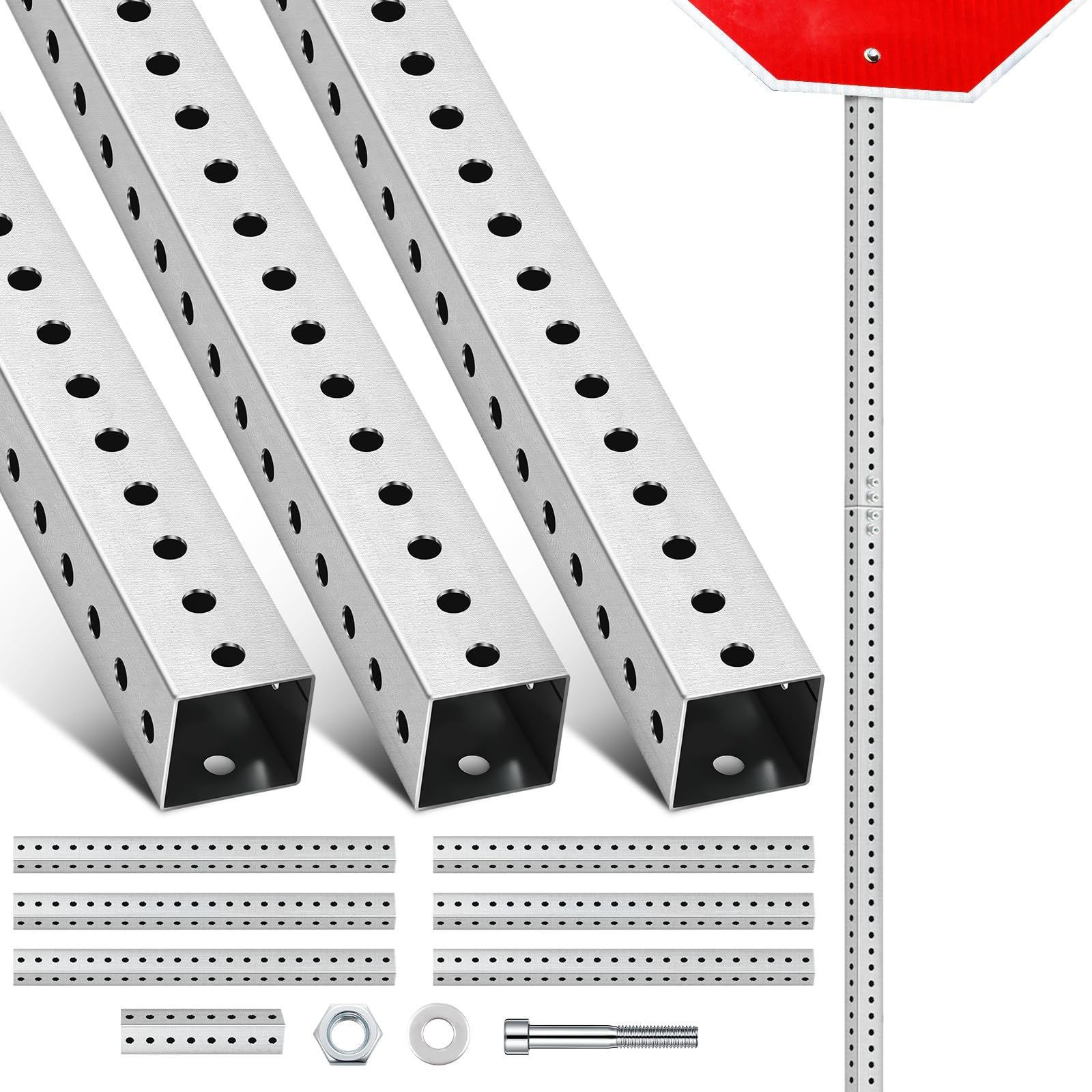 8 ft H x 2 in W Square Sign Post with 7/16" Dia Mounting Holes — Amazon image 12