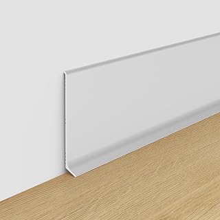SUNWINGS 4-Pack Matte Silver Aluminum Baseboard Trim 7ft x 3.15in - 28ft Waterproof Metal Skirting for Wall & Floor Protection